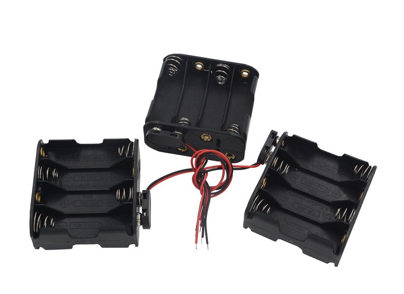 Lampvpath حامل بطارية AA 3 قطع 8 x 1.5V (12V) مع موصلات مشبك I 3 قطع هيكل بلاستيكي علبة بطارية بطبقتين - Image 5